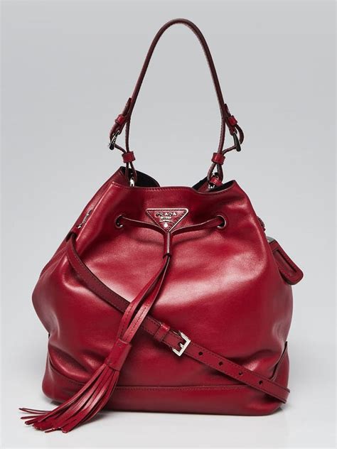 prada bucket shoulder bag cinch with accessories ruby|prada bucket bags.